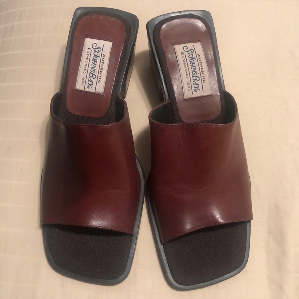 Brand new leather mules.